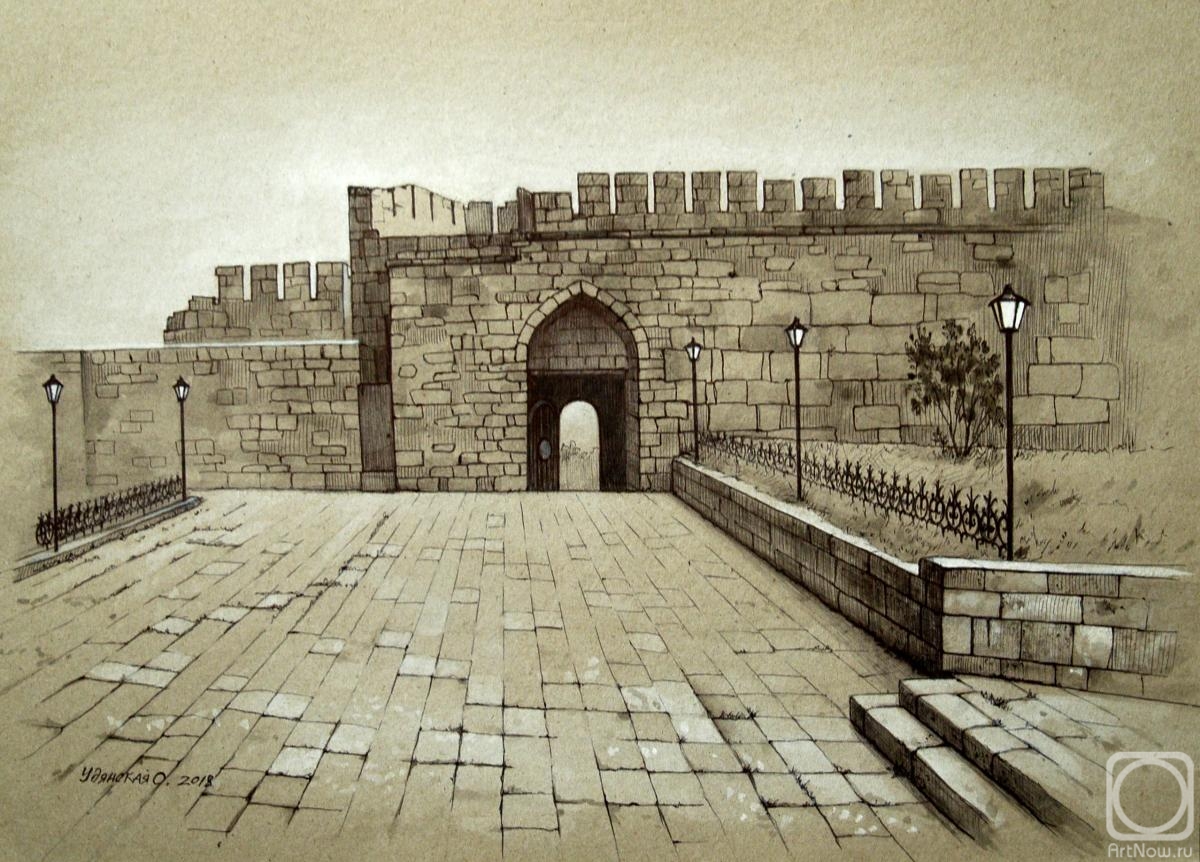 Udyanskaya Olga. Series of 6 works "Ancient walls of Derbent" No1