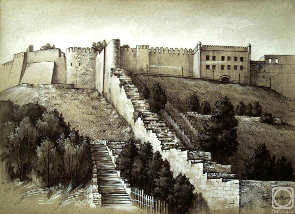 Udyanskaya Olga. Series of 6 works "Ancient walls of Derbent" No3