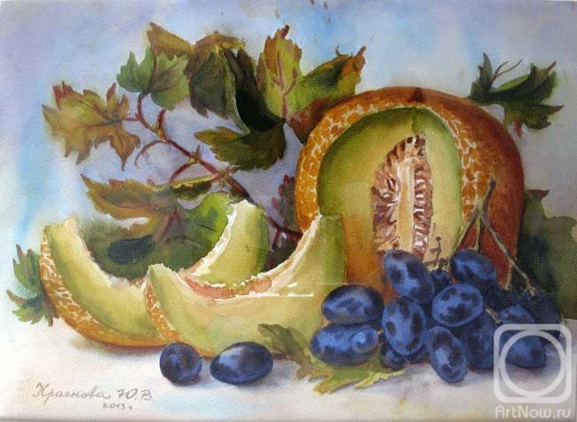 Krasnova Yulia. Melon and grapes