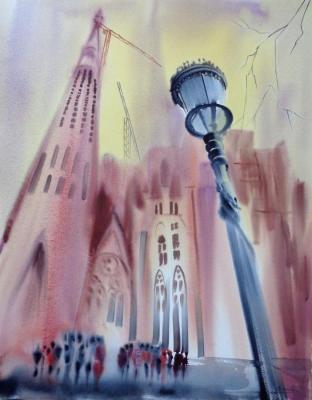Cathedral, street, lamp (from the series "Roads")