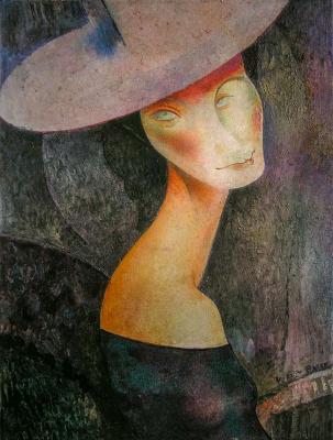 Lady in a hat (Oilcanvas). Kozlov Peter