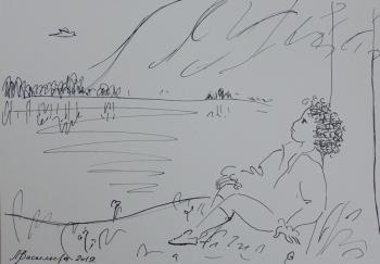 Sasha Pushkin at pond in Zakharovo. Vasileva Lyudmila