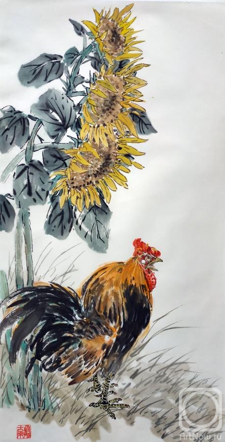 Mishukov Nikolay. Sunflowers and rooster