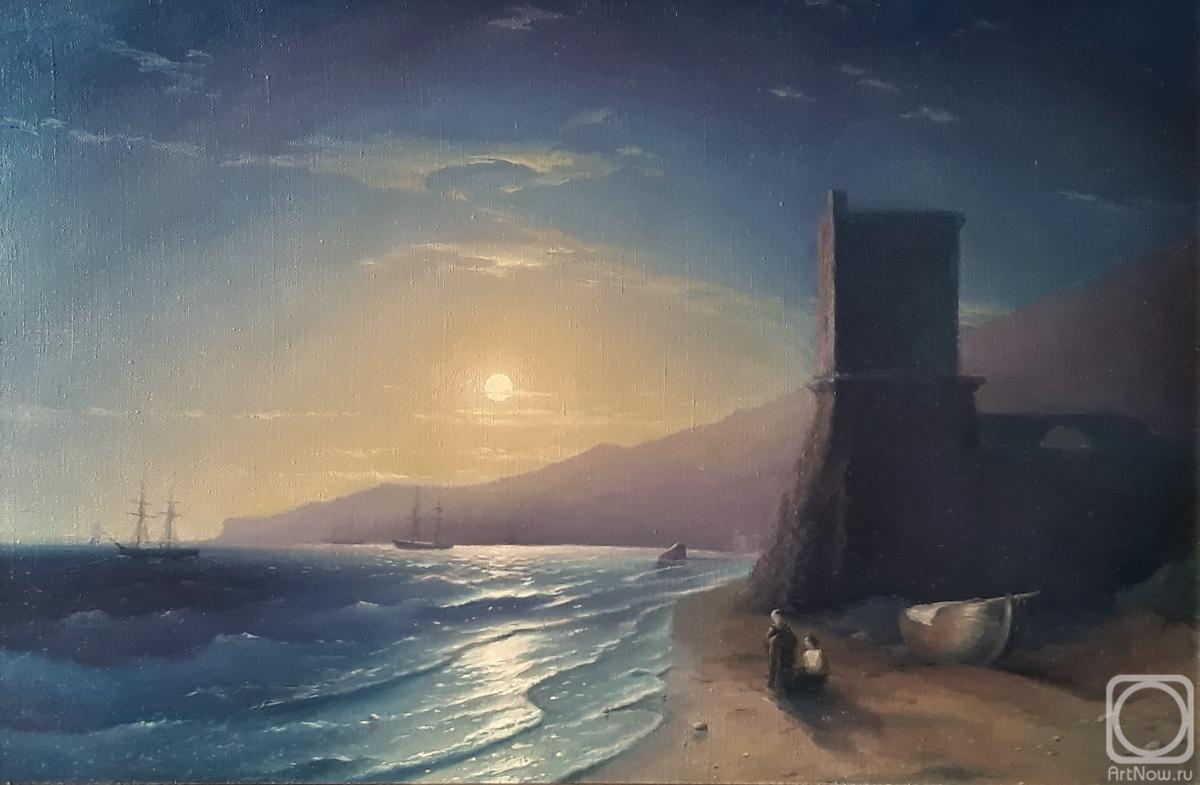 Borovkov Oleg. A copy of the painting IK Aivazovsky "Moonlit night"