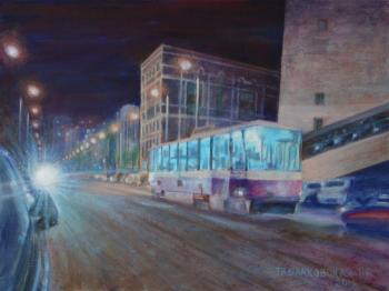 Evening tram (Rostov-on-Don, Gorky Street)