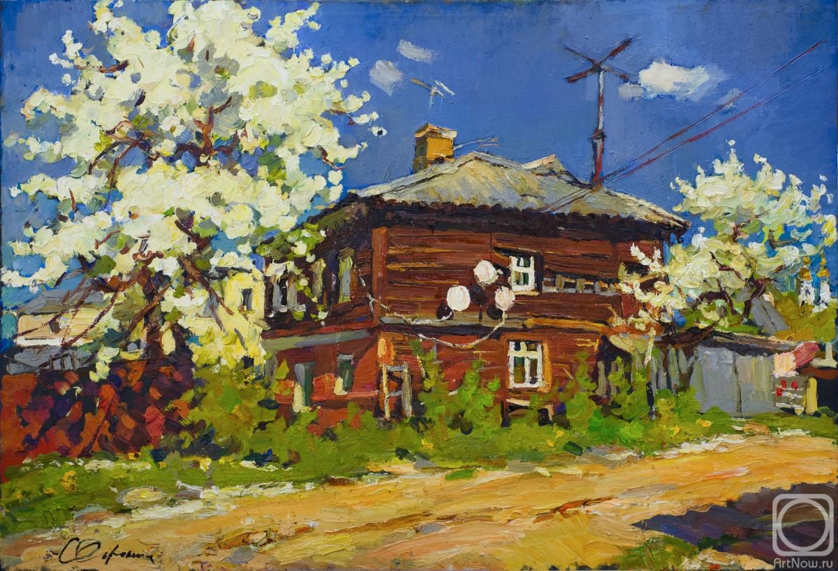 Sorokina Olga. House with a blossoming pear