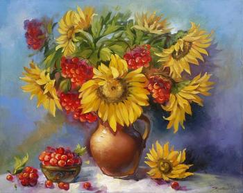 Sunflowers and Rowan (Bouquet With Scarlet Flowers). Iarovoi Igor