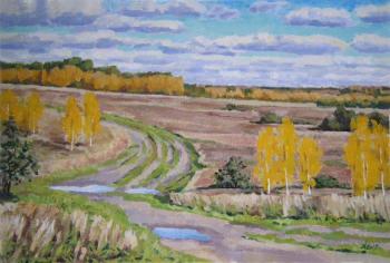Painting Autumn day. Road. Homyakov Aleksey