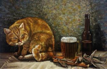 Cat and beer. Alushenko Igor