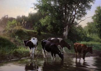 At the watering hole. The evening. Pryadko Yuriy