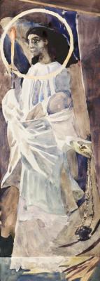 Copy of the painting of Mikhail Vrubel angel with censer and candle