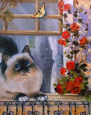Cat and butterfly. Iarovoi Igor