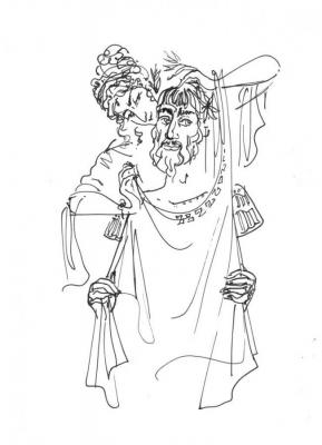 The river god Sukhos tries on Greek clothes (Greek Myths). Shipitsova Elena