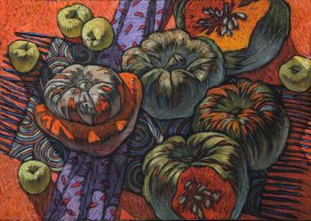Pumpkins and apples. Leonova Nataliya