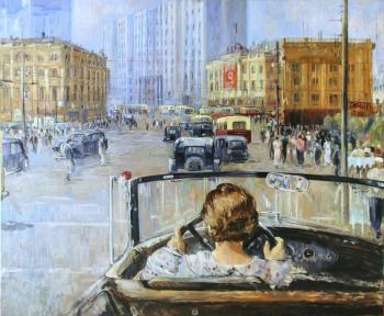 Copy from the painting by Pimenov Y. I. "New Moscow"