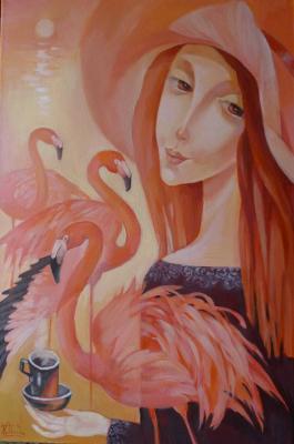Black coffee and pink flamingos. Panina Kira