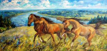 The wind in the manes (Landscape With Horses). Gerasimova Natalia