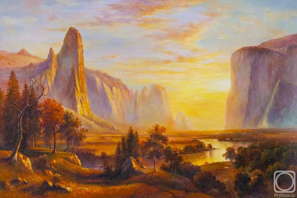 Romm Alexandr. A copy of Albert Bierstadt's painting. Valley of the Yosemite