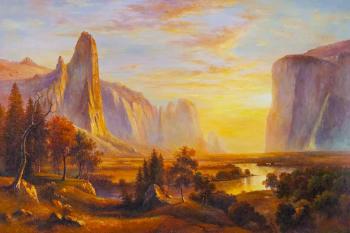 A copy of Albert Bierstadt's painting. Valley of the Yosemite. Romm Alexandr