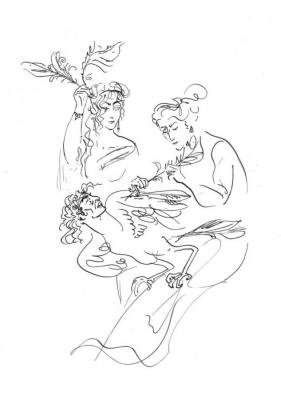 The final of the music contest between the muses and the sirens