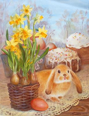 Easter still life (Multi-Layered Watercolor). Krasnova Yulia