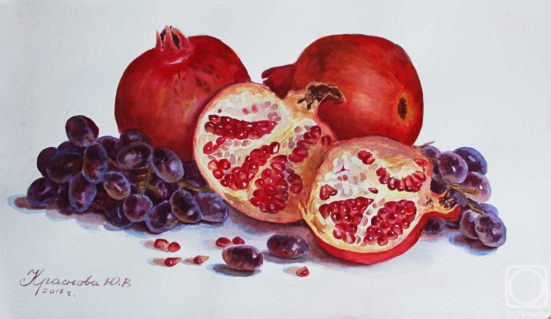 Krasnova Yulia. Pomegranates and grapes
