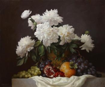 Peonies, persimmons