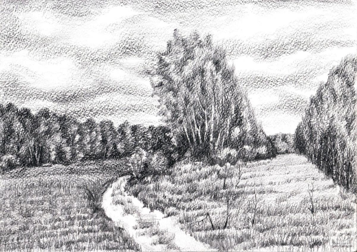 Abaimov Vladimir. Among the fields. October. Sketch