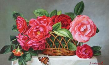 Roses in a basket. Vaveykina Svetlana