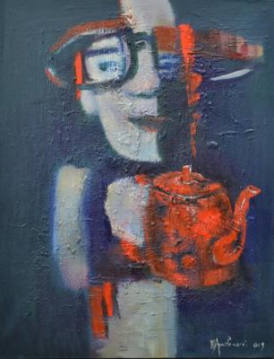 Self-portrait with tea. Sharlovskiy Arkadiy