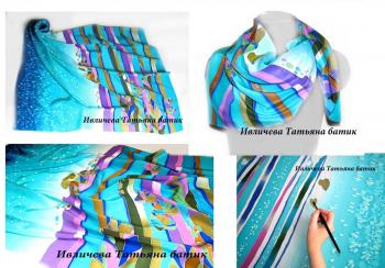 Batik scarf "rain Music" (Hand Work). Ivlicheva Tatiana