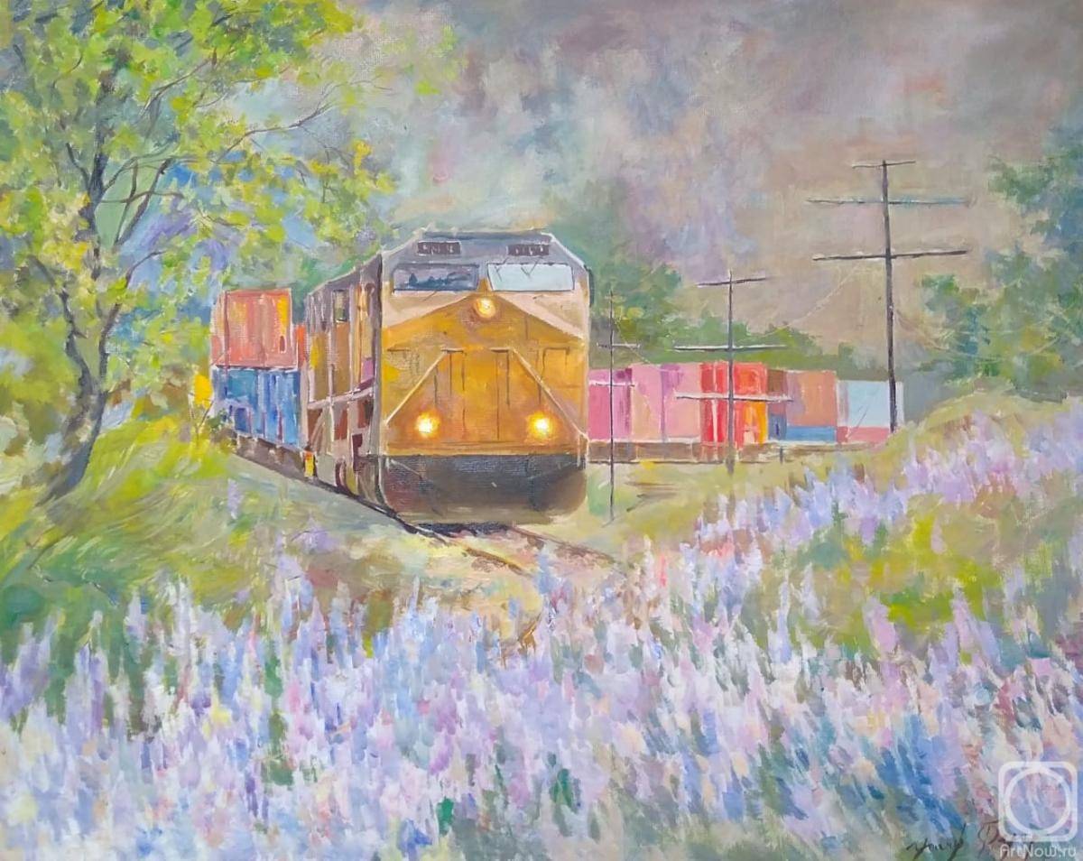 Usachev Fedor. Train in flowers