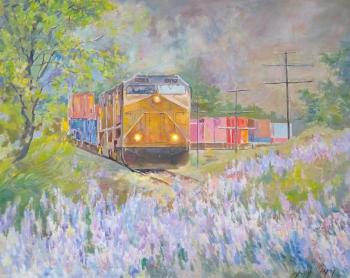Train in flowers. Usachev Fedor