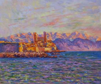 A copy of the painting by Claude Monet. Antibes, noon, 1888