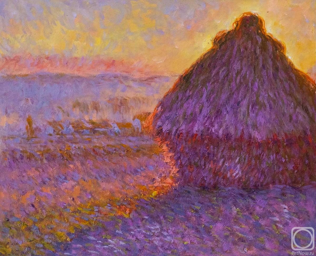 Kamskij Savelij. A copy of the painting by Claude Monet. Haystack at sunset near Giverny