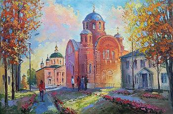 Sunny morning. Pokrovsky Khotkov Monastery. Iarovoi Igor