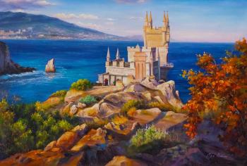 View of the Swallow's Nest with Aurora of the rock N2. Romm Alexandr