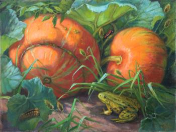 Painting Pumpkin and frog. Shumakova Elena
