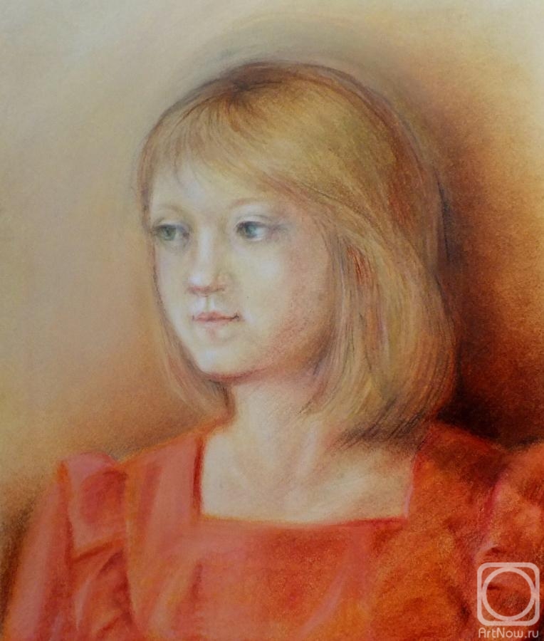 Odnolko Natalia. Portrait of a girl in a red blouse