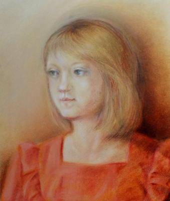 Portrait of a girl in a red blouse