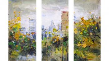 In Central Park. Sketches. Triptych. Wenger Daniel