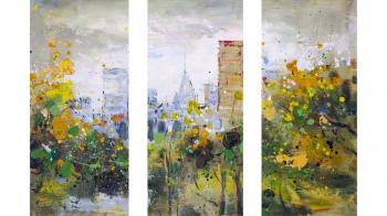 In Central Park. Sketches. Triptych