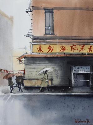 With white umbrella (Chinatown). Petrovskaya Irina