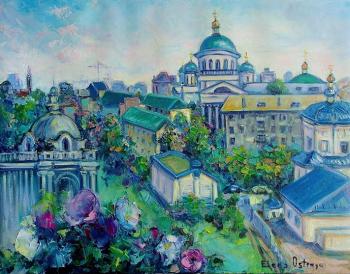 View from the Kazan Kremlin on the three cathedrals. Ostraya Elena