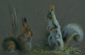 Squirrels in spring. Khrapkova Svetlana