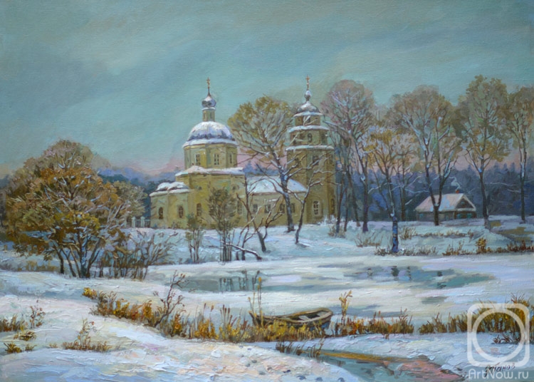 Panov Eduard. The temple at the winter pond