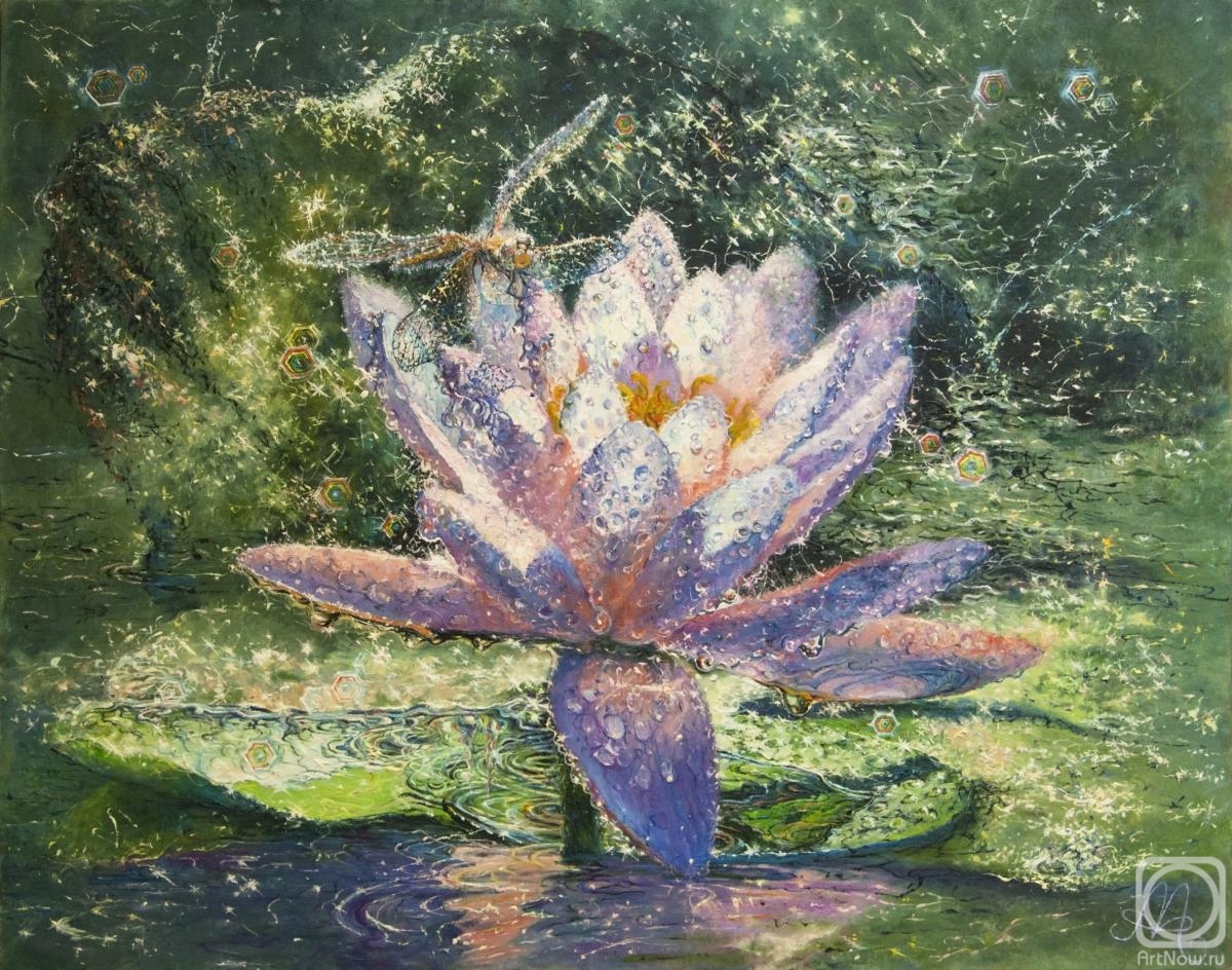 Abramova Anna. Water lily and dragonfly