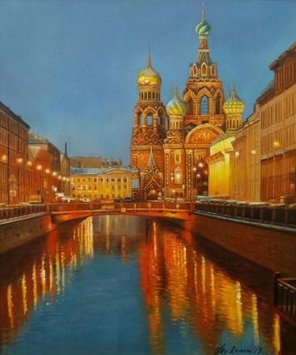 Embankment of the Griboyedov Canal. View of the Church of the Savior on Blood. Romm Alexandr