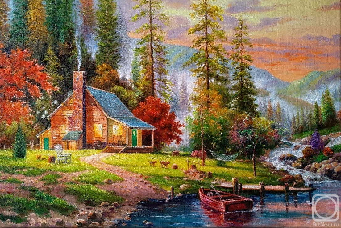 Romm Alexandr. A copy of the picture of Thomas Kinkade. Peaceful Refuge