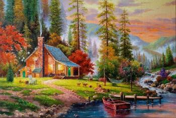 A copy of the picture of Thomas Kinkade. Peaceful Refuge. Romm Alexandr